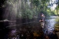 Teenage Girl Fly Fishing Royalty Free Stock Photo