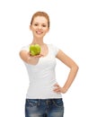 Teenage girl with green apple Royalty Free Stock Photo