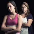 Teenage girl and her mother sad and angry Royalty Free Stock Photo