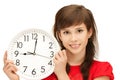 Teenage girl holding big clock Royalty Free Stock Photo