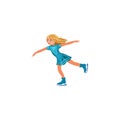 The teenage girl ice skating. Vector illustration in the flat cartoon style Royalty Free Stock Photo