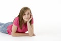 Teenage Girl Laying On Stomach Royalty Free Stock Photo