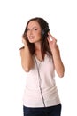 Teenage girl listening music on headphones Royalty Free Stock Photo