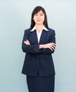 Teenage girl long hair is standing with her arms crossed Royalty Free Stock Photo