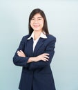 Teenage girl long hair is standing with her arms crossed Royalty Free Stock Photo