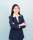 Teenage girl long hair is standing with her arms crossed Royalty Free Stock Photo