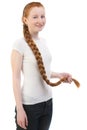 Teenage girl with long plait