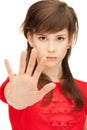 Teenage girl making stop gesture Royalty Free Stock Photo