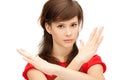 Teenage girl making stop gesture Royalty Free Stock Photo