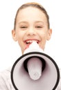 Teenage girl with megaphone