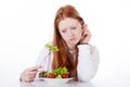 Teenage girl with no appetite Royalty Free Stock Photo