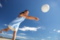 Teenage girl playing beach volleyball Royalty Free Stock Photo