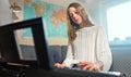 Teenage girl playing electronic piano