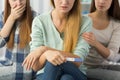 Teenage girl with pregnancy test Royalty Free Stock Photo