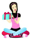 Teenage girl receiving present, Vector