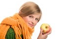 Teenage girl with ripe apple Royalty Free Stock Photo