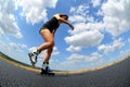 Teenage girl on roller skates at summer. Royalty Free Stock Photo