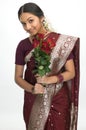 Teenage girl in silk-sari Royalty Free Stock Photo