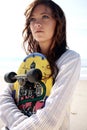 Teenage girl with skate board Royalty Free Stock Photo