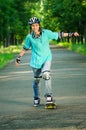 Teenage girl with skateboard Royalty Free Stock Photo