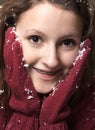 Teenage girl and snow