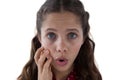 Teenage girl standing against white background Royalty Free Stock Photo