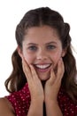 Teenage girl standing against white background Royalty Free Stock Photo