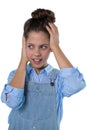 Teenage girl standing against white background Royalty Free Stock Photo