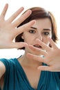 Teenage girl with stop gesture Royalty Free Stock Photo