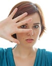 Teenage girl with stop gesture Royalty Free Stock Photo