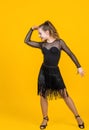 teenage girl straight ballroom dancer wear black dress in dance pose, dance Royalty Free Stock Photo