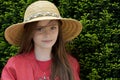 Teenage girl with straw hat Royalty Free Stock Photo