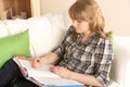 Teenage Girl Studying At Home Royalty Free Stock Photo