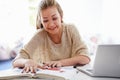 Teenage Girl Studying On Laptop At Home Royalty Free Stock Photo