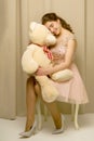 Teenage girl with a teddy bear Royalty Free Stock Photo