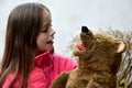 Teenage girl with teddy bear Royalty Free Stock Photo