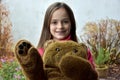 Teenage girl with teddy bear Royalty Free Stock Photo