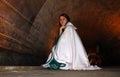 A teenage girl in the Templars tunnel in Akko, Israel Royalty Free Stock Photo