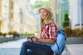 Teenage girl travel in Europe. Tourism and Vacation concept Royalty Free Stock Photo