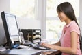 Teenage Girl Using Desktop Computer Royalty Free Stock Photo