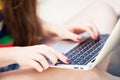 Teenage girl using laptop Royalty Free Stock Photo