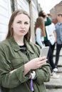 Teenage Girl Victim Of Bullying By Text Messaging Royalty Free Stock Photo