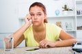 Teenage girl waiting call Royalty Free Stock Photo