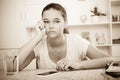 Teenage girl waiting call Royalty Free Stock Photo