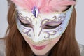 Teenage girl wearing carnival mask Royalty Free Stock Photo