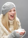 Teenage Girl Wearing Warm Winter Clothes In Studio Royalty Free Stock Photo