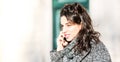 Teenage girl / young student talking on the phone - close up shot Royalty Free Stock Photo