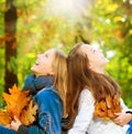 Teenage Girls in Autumn Park Royalty Free Stock Photo