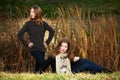 Teenage girls in autumn park Royalty Free Stock Photo