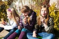 Teenage girls eating an ice cream Royalty Free Stock Photo